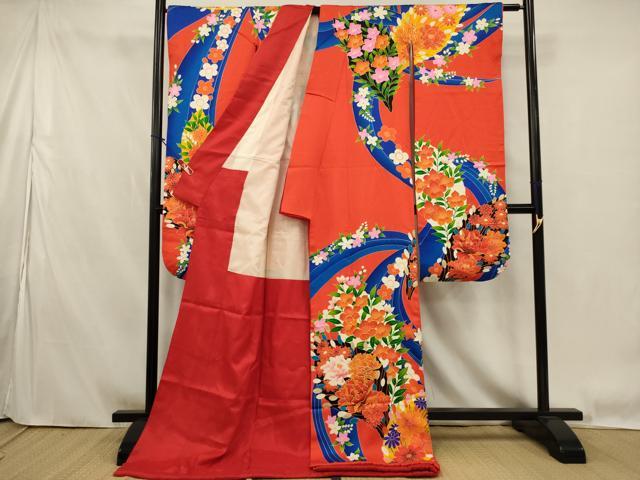 平和屋本店●お引きずり・お引き摺り・引き振袖　和装　結婚式　舞妓　芸妓　芸者　衣装　駒刺繍　草花文　逸品　AABK2737ou