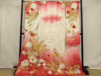 平和屋本店●お引きずり・お引き摺り・引き振袖 和装 結婚式 舞妓 芸妓 芸者 衣装 総刺繍 鳳凰草花文 暈し染め 金銀糸 逸品 AABK2738ou
