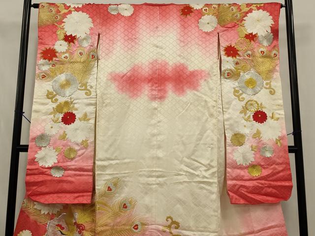 平和屋本店●お引きずり・お引き摺り・引き振袖 和装 結婚式 舞妓 芸妓 芸者 衣装 総刺繍 鳳凰草花文 暈し染め 金銀糸 逸品 AABK2738ou