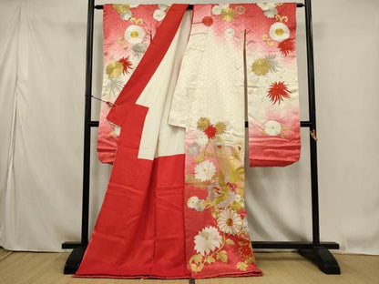 平和屋本店●お引きずり・お引き摺り・引き振袖 和装 結婚式 舞妓 芸妓 芸者 衣装 総刺繍 鳳凰草花文 暈し染め 金銀糸 逸品 AABK2738ou