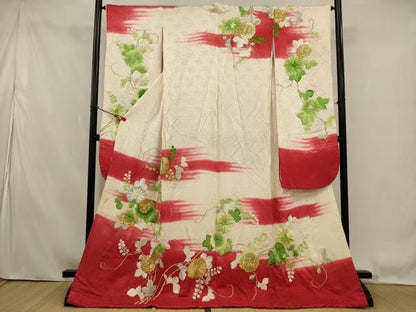 平和屋本店●お引きずり・お引き摺り・引き振袖　和装　結婚式　舞妓　芸妓　芸者　衣装　総刺繍　枝花文　金銀糸　逸品　AABK2739ou