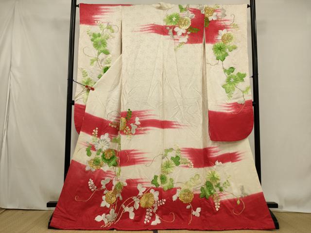 平和屋本店●お引きずり・お引き摺り・引き振袖　和装　結婚式　舞妓　芸妓　芸者　衣装　総刺繍　枝花文　金銀糸　逸品　AABK2739ou