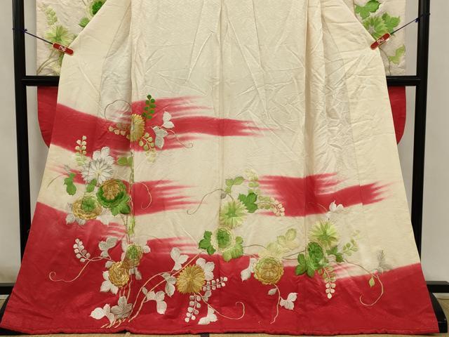 平和屋本店●お引きずり・お引き摺り・引き振袖　和装　結婚式　舞妓　芸妓　芸者　衣装　総刺繍　枝花文　金銀糸　逸品　AABK2739ou