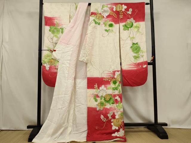 平和屋本店●お引きずり・お引き摺り・引き振袖　和装　結婚式　舞妓　芸妓　芸者　衣装　総刺繍　枝花文　金銀糸　逸品　AABK2739ou