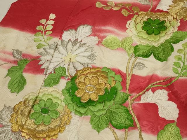 平和屋本店●お引きずり・お引き摺り・引き振袖　和装　結婚式　舞妓　芸妓　芸者　衣装　総刺繍　枝花文　金銀糸　逸品　AABK2739ou
