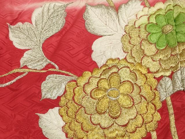 平和屋本店●お引きずり・お引き摺り・引き振袖　和装　結婚式　舞妓　芸妓　芸者　衣装　総刺繍　枝花文　金銀糸　逸品　AABK2739ou