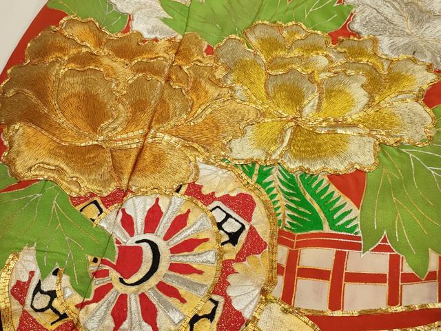 平和屋本店●お引きずり・お引き摺り・引き振袖　和装　結婚式　舞妓　芸妓　芸者　衣装　駒刺繍　花車文　金銀糸　逸品　AABK2742ou