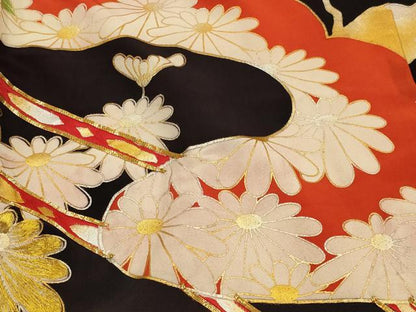 平和屋本店●お引きずり・お引き摺り・引き振袖　和装　結婚式　舞妓　芸妓　芸者　衣装　駒刺繍　花車文　金銀糸　逸品　AABK2742ou