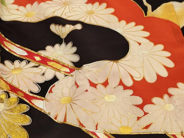 平和屋本店●お引きずり・お引き摺り・引き振袖　和装　結婚式　舞妓　芸妓　芸者　衣装　駒刺繍　花車文　金銀糸　逸品　AABK2742ou