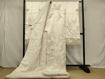 平和屋本店●白打掛　白無垢　和装　婚礼　結婚式　花嫁　神社挙式　唐織　飛鶴文　十二単風　逸品　AABK2746ou