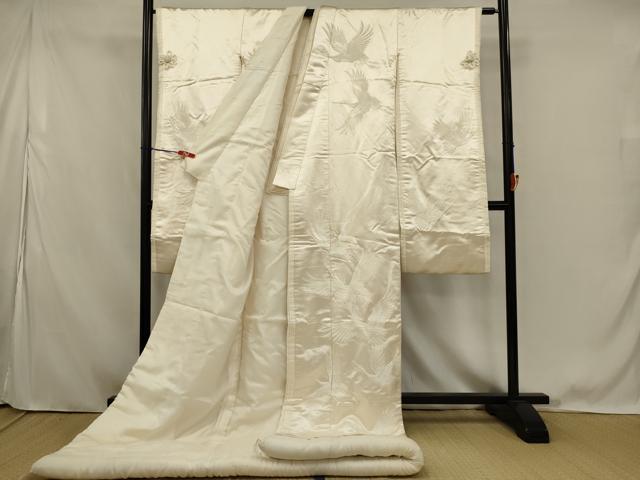 平和屋本店●白打掛　白無垢　和装　婚礼　結婚式　花嫁　神社挙式　唐織　飛鶴文　十二単風　逸品　AABK2746ou