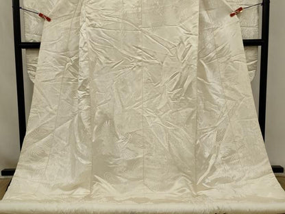 平和屋本店●白打掛　白無垢　和装　婚礼　結婚式　花嫁　神社挙式　唐織　飛鶴草花文　逸品　AABK2747ou