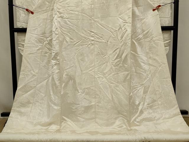 平和屋本店●白打掛　白無垢　和装　婚礼　結婚式　花嫁　神社挙式　唐織　飛鶴草花文　逸品　AABK2747ou