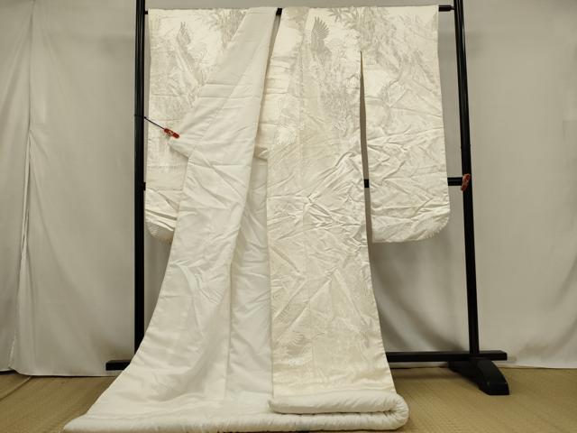 平和屋本店●白打掛　白無垢　和装　婚礼　結婚式　花嫁　神社挙式　唐織　飛鶴草花文　逸品　AABK2747ou