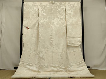 平和屋本店●白打掛　白無垢　和装　婚礼　結婚式　花嫁　神社挙式　唐織　白流水花車　逸品　AABK2748ou