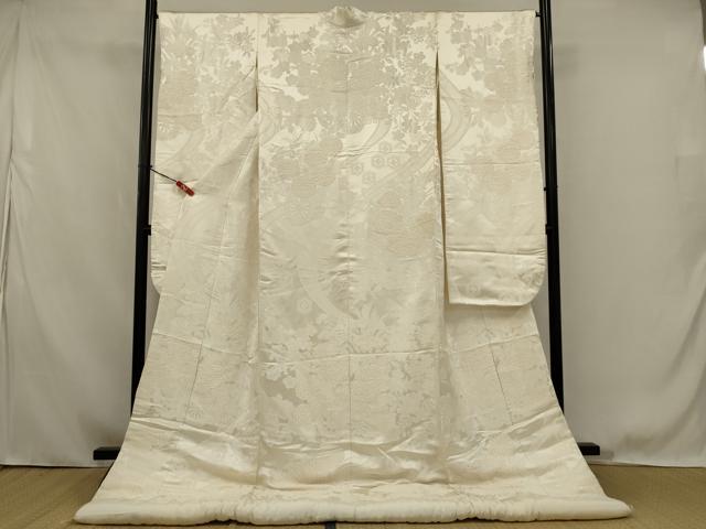 平和屋本店●白打掛　白無垢　和装　婚礼　結婚式　花嫁　神社挙式　唐織　白流水花車　逸品　AABK2748ou