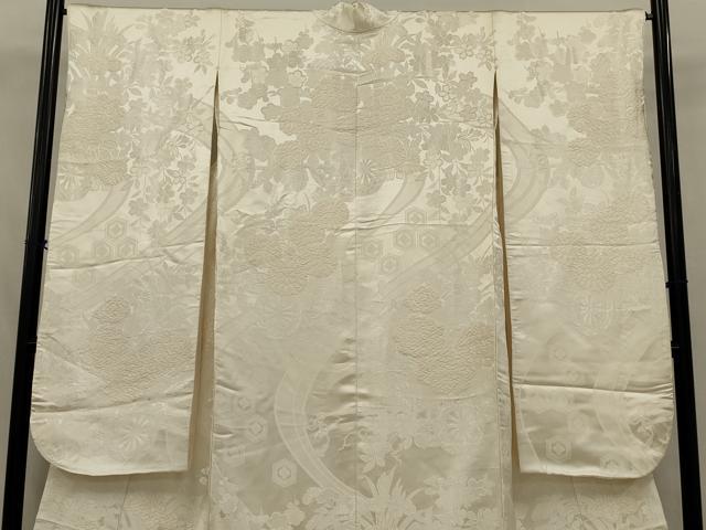 平和屋本店●白打掛　白無垢　和装　婚礼　結婚式　花嫁　神社挙式　唐織　白流水花車　逸品　AABK2748ou
