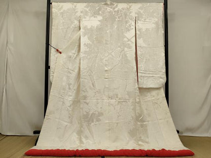 平和屋本店●白打掛　白無垢　和装　婚礼　結婚式　花嫁　神社挙式　唐織　刺繍　飛鶴草花文　逸品　AABK2749ou