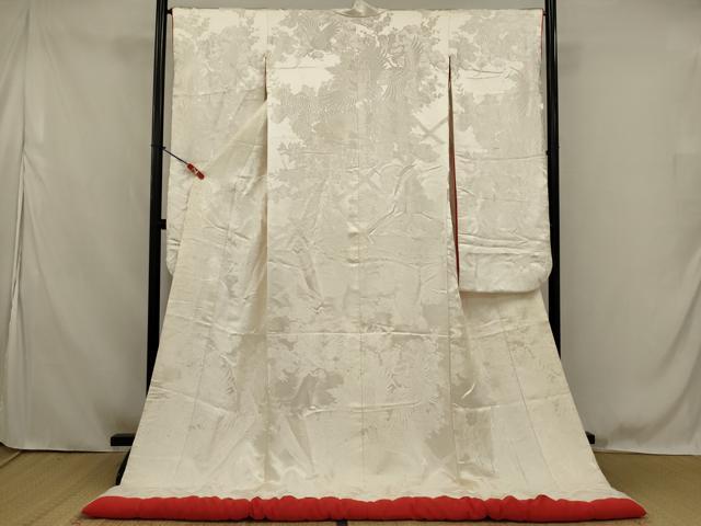 平和屋本店●白打掛　白無垢　和装　婚礼　結婚式　花嫁　神社挙式　唐織　刺繍　飛鶴草花文　逸品　AABK2749ou