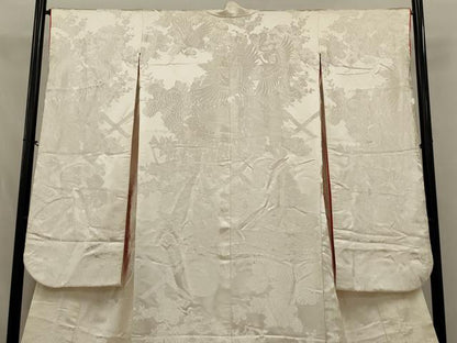 平和屋本店●白打掛　白無垢　和装　婚礼　結婚式　花嫁　神社挙式　唐織　刺繍　飛鶴草花文　逸品　AABK2749ou