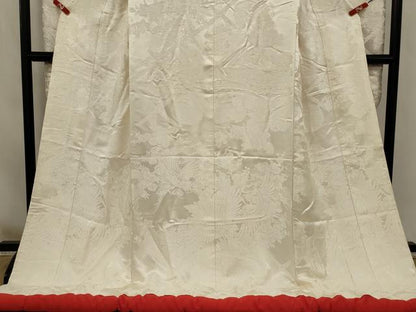 平和屋本店●白打掛　白無垢　和装　婚礼　結婚式　花嫁　神社挙式　唐織　刺繍　飛鶴草花文　逸品　AABK2749ou