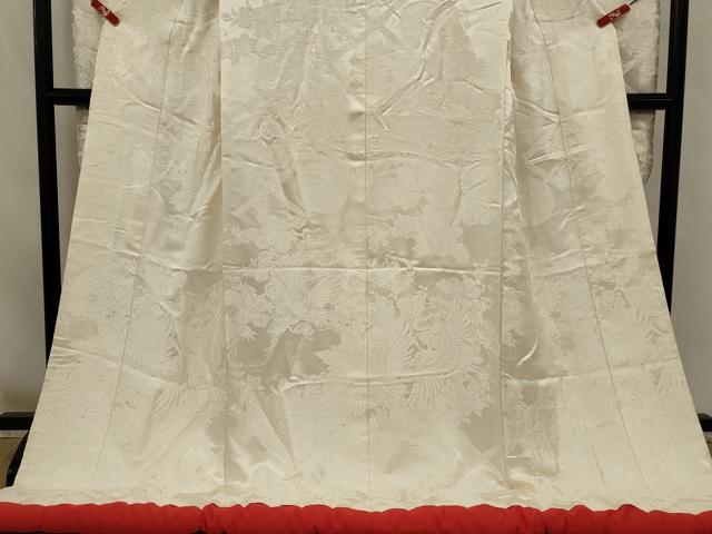平和屋本店●白打掛　白無垢　和装　婚礼　結婚式　花嫁　神社挙式　唐織　刺繍　飛鶴草花文　逸品　AABK2749ou
