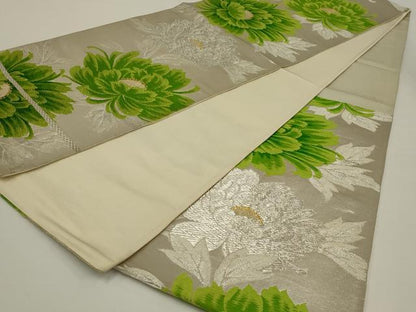 平和屋着物◎六通柄袋帯　唐織　草花文　金銀糸　正絹　逸品　AABK2755ou