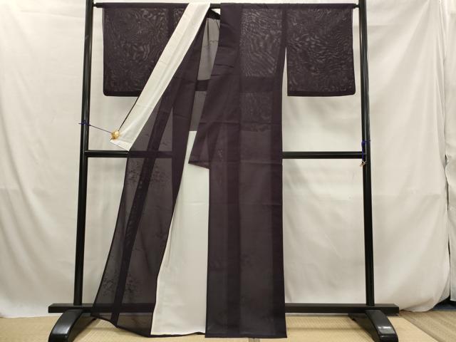 平和屋着物＊夏物　色無地　絽　草花紋紗　正絹　逸品　AABK2763st