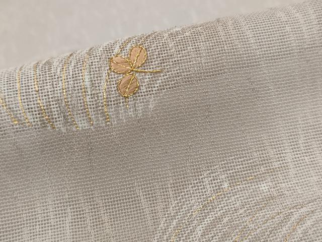 平和屋着物＊夏物　訪問着　紗　刺繍　草葉文　金糸　金彩　正絹　逸品　AABK2764st