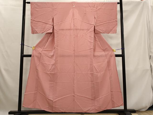 平和屋着物＊夏物　色無地　絽　甚三紅色　正絹　逸品　AABK2765st
