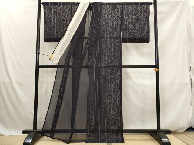平和屋着物＊夏物　小紋　紗　幾何学文様　正絹　逸品　AABK2767st