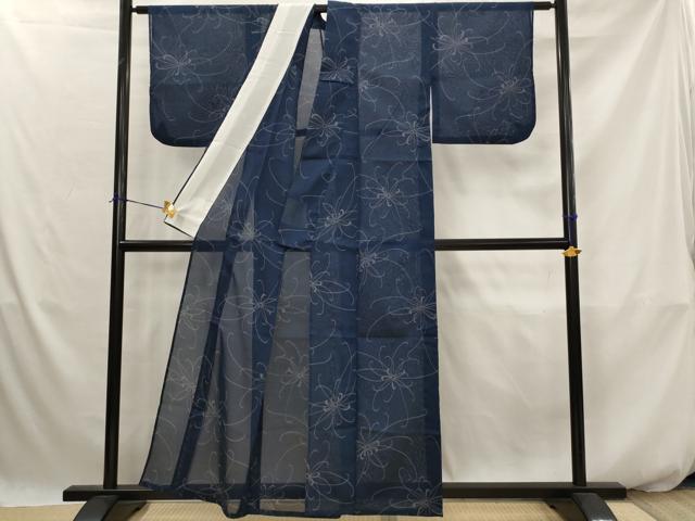 平和屋着物＊夏物　紗紬　舞花文　正絹　逸品　AABK2768st