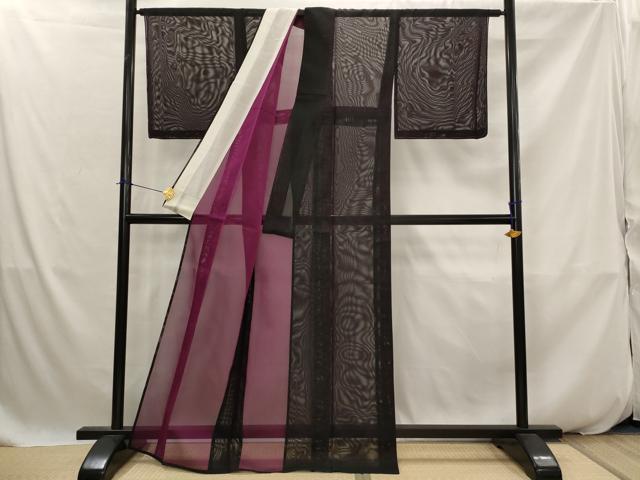 平和屋着物＊夏物　色無地　紗　黒色　正絹　逸品　未使用　AABK2770st