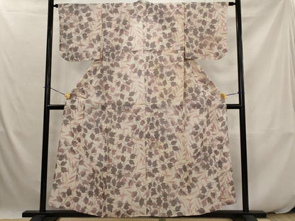 平和屋着物＊夏物　本場小千谷ちぢみ　枝葉文　麻　逸品　AABK2773st
