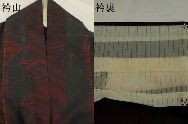 平和屋着物＊夏物　小紋　紗　笹の葉文　正絹　逸品　AABK2774st