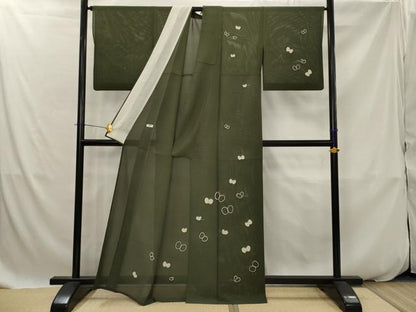 平和屋着物＊夏物　訪問着　絽　駒刺繍　舞蝶文　正絹　逸品　AABK2778st