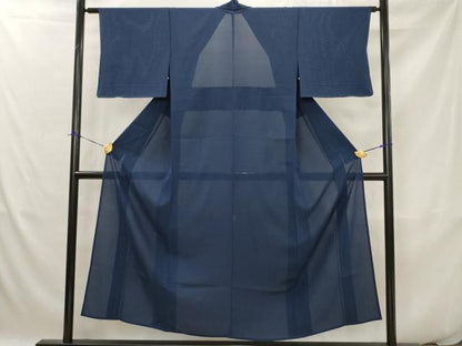 平和屋着物＊夏物　色無地　絽　留紺色　正絹　逸品　AABK2782st