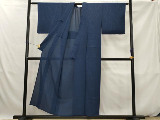 平和屋着物＊夏物　色無地　絽　留紺色　正絹　逸品　AABK2782st