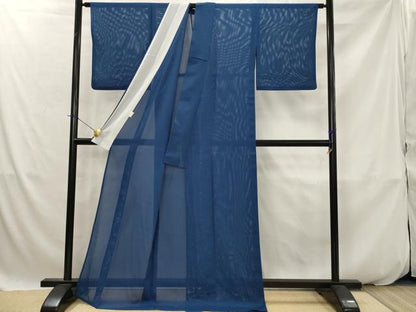 平和屋着物＊夏物　色無地　絽　紺瑠璃色　洗える着物　AABK2783st