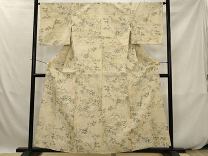 平和屋着物＊夏物　小紋　生紬　手描き　草花文　正絹　逸品　AABK2786st