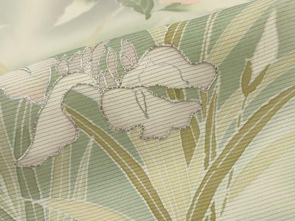平和屋着物＊夏物　訪問着　絽　駒刺繍　草花文　銀彩　正絹　逸品　AABK2790st