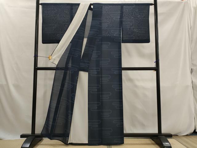 平和屋着物＊夏物　結城紬　奥順　はたおり娘　夏結城　80亀甲　エ霞文　証紙付き　正絹　逸品　AABK2805st