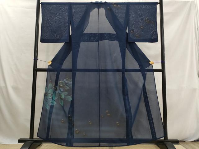 平和屋着物＊夏物　訪問着　縦絽　紫陽花　水滴　金彩　正絹　逸品　AABK2806st
