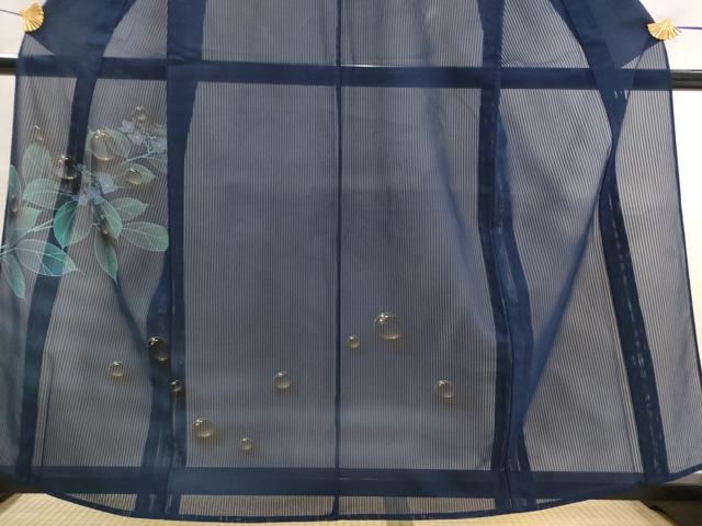 平和屋着物＊夏物　訪問着　縦絽　紫陽花　水滴　金彩　正絹　逸品　AABK2806st