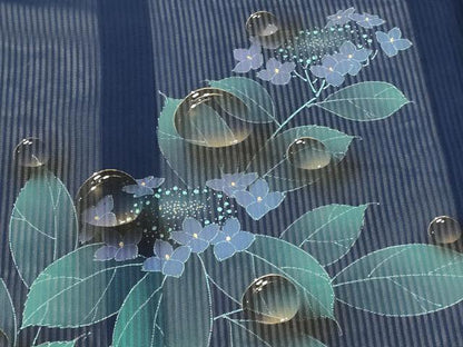 平和屋着物＊夏物　訪問着　縦絽　紫陽花　水滴　金彩　正絹　逸品　AABK2806st