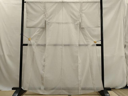 平和屋着物＊夏物　小紋　絽　麻の葉文様　洗える着物　AABK2810st