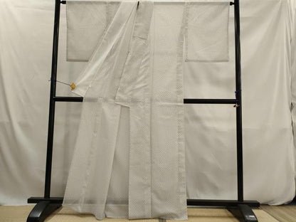 平和屋着物＊夏物　小紋　絽　麻の葉文様　洗える着物　AABK2810st