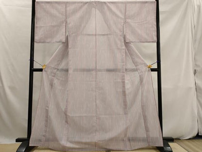 平和屋着物＊夏物　小紋　絽　竹縞　洗える着物　AABK2811st