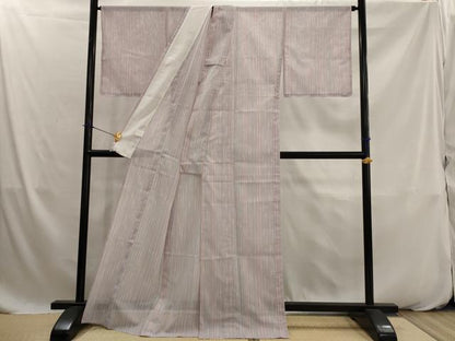 平和屋着物＊夏物　小紋　絽　竹縞　洗える着物　AABK2811st