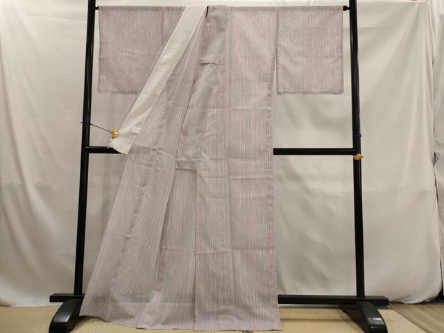 平和屋着物＊夏物　小紋　絽　竹縞　洗える着物　AABK2811st